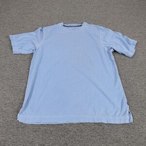 Indigo Palms Shirt Mens Large Blue 100% Pima Cotton Crewneck Tagless Tee Casual